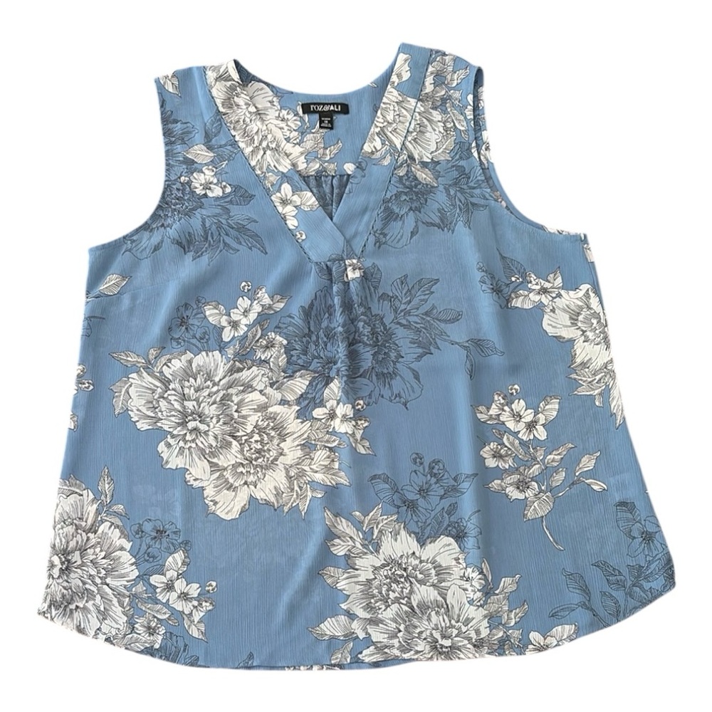 Roz & Ali Women’s Size 1X Sleeveless Blouse Floral Print